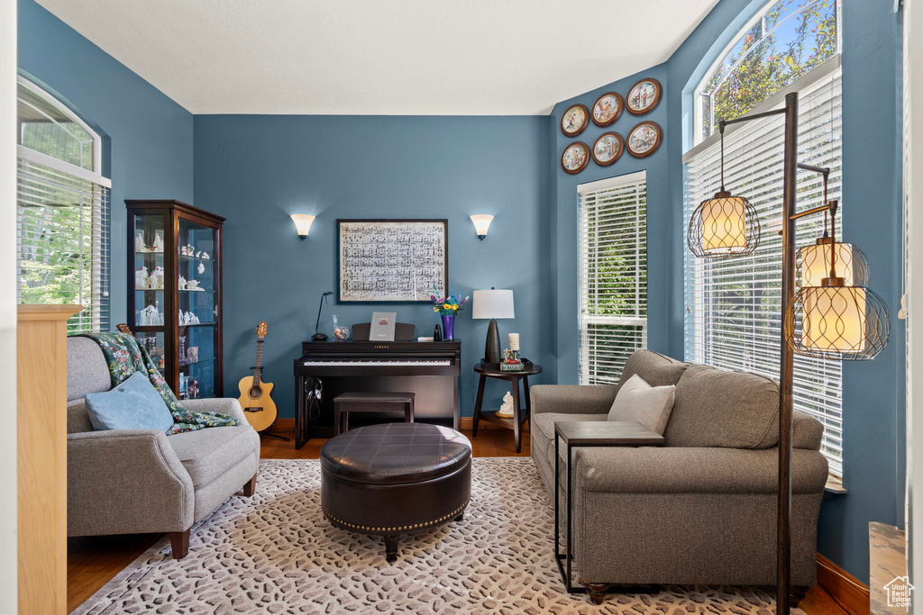 Sitting room featuring wood finished floors