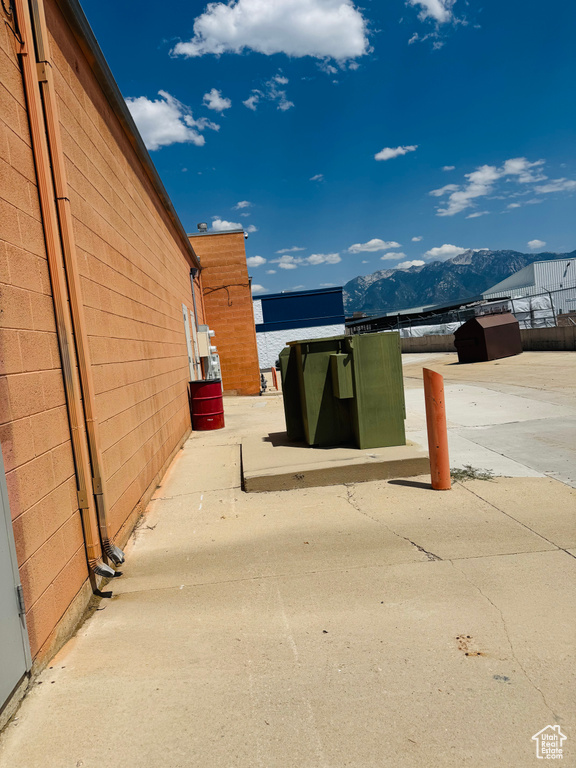 View of patio / terrace with a mountain view