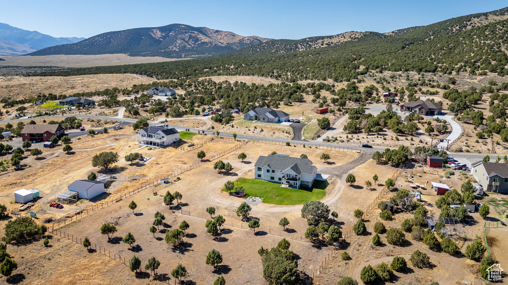 Aerial view of a mountainous background
