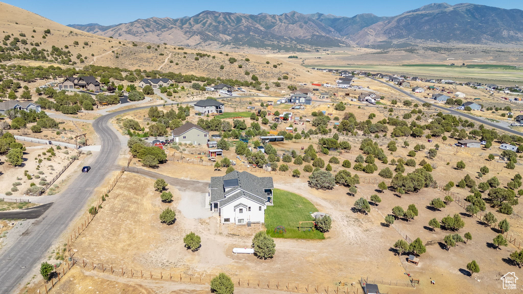 Aerial view of a mountainous background