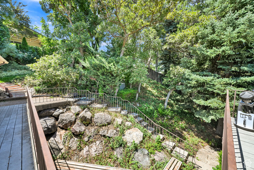 View of yard with stairway