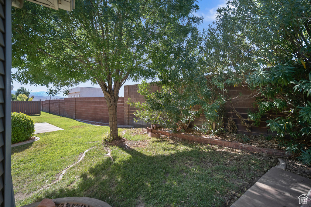 View of fenced backyard