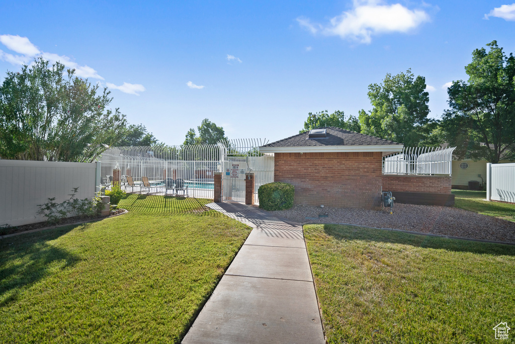 View of fenced backyard