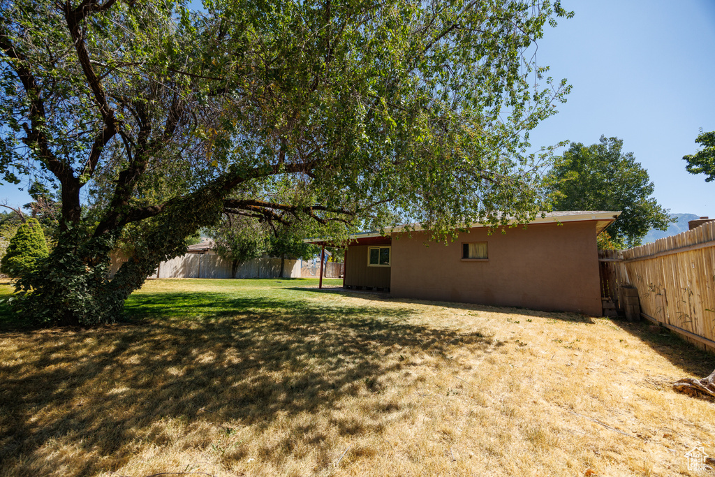 View of fenced backyard