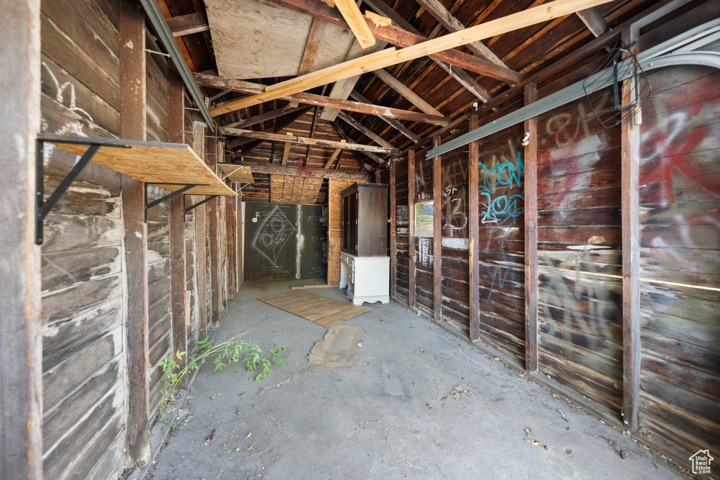 Misc room featuring lofted ceiling