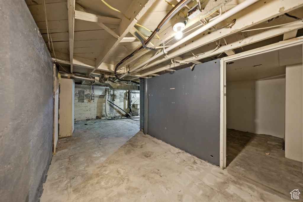 View of unfinished basement