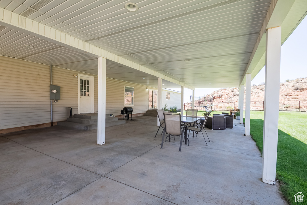 View of patio featuring outdoor dining space