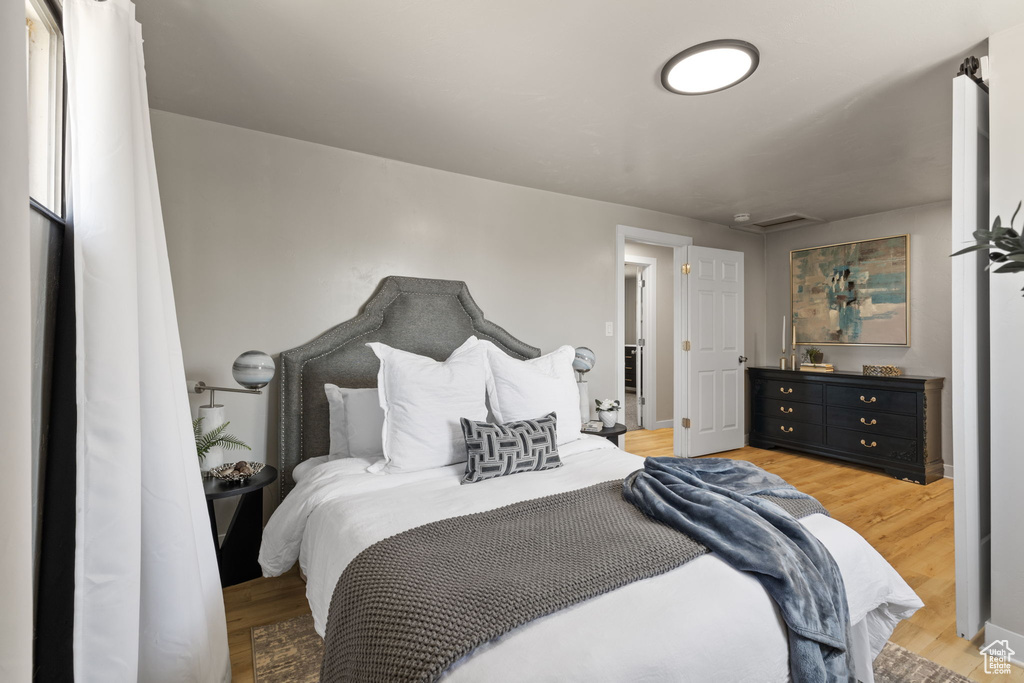 Bedroom featuring light wood-type flooring