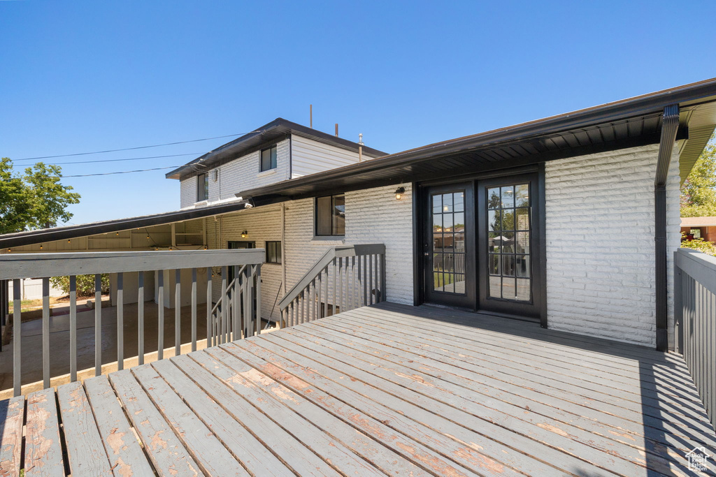 Wooden deck with french doors