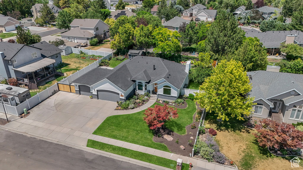 Aerial perspective of suburban area