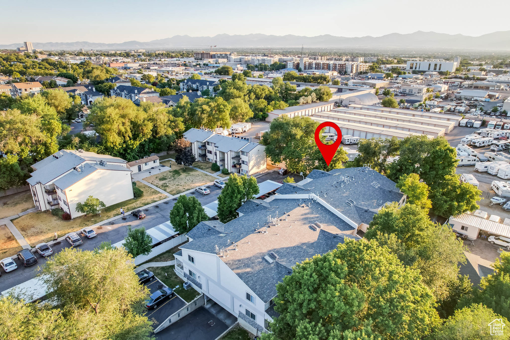 Drone / aerial view of a mountain backdrop