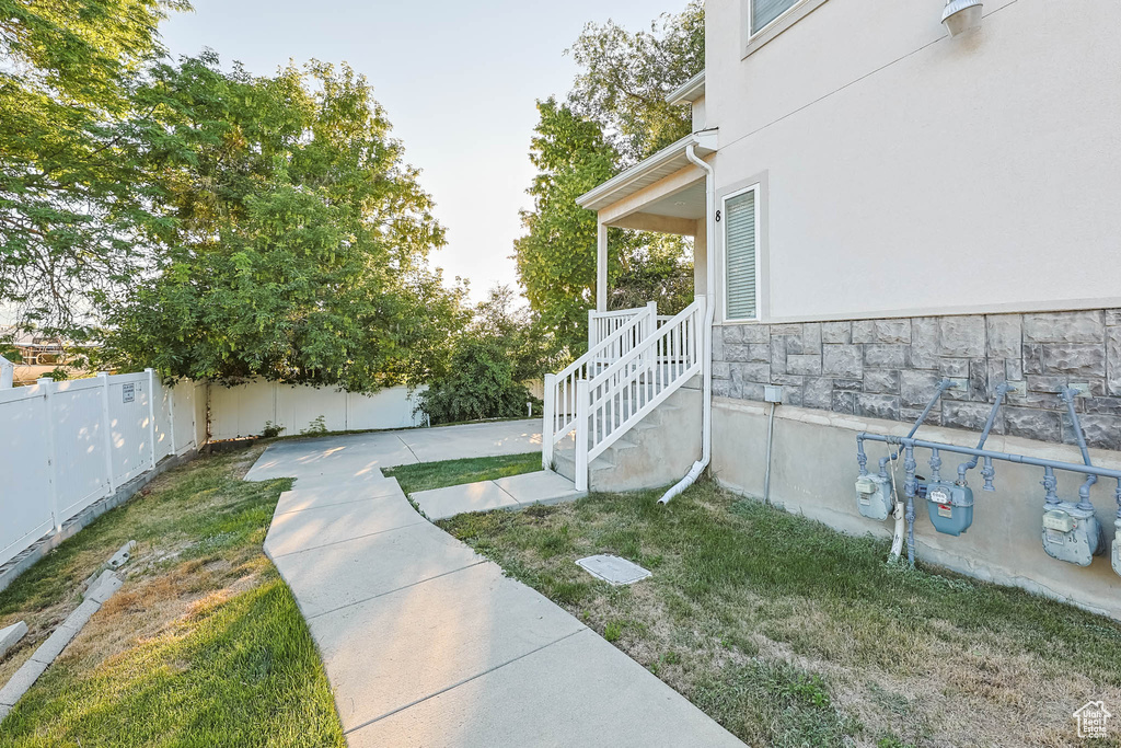 View of fenced backyard