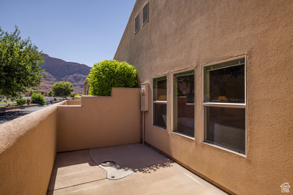 Balcony with a mountain view