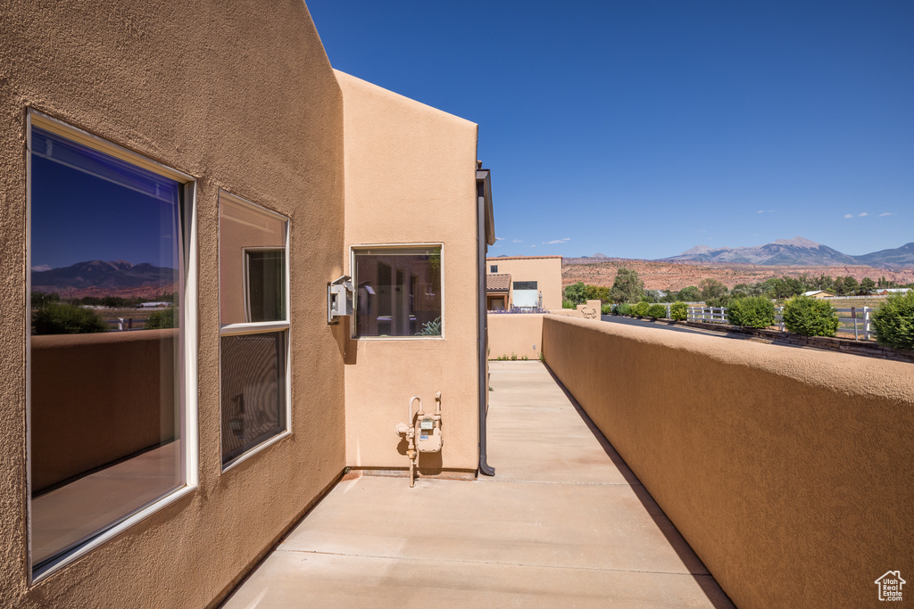 Balcony with a mountain view