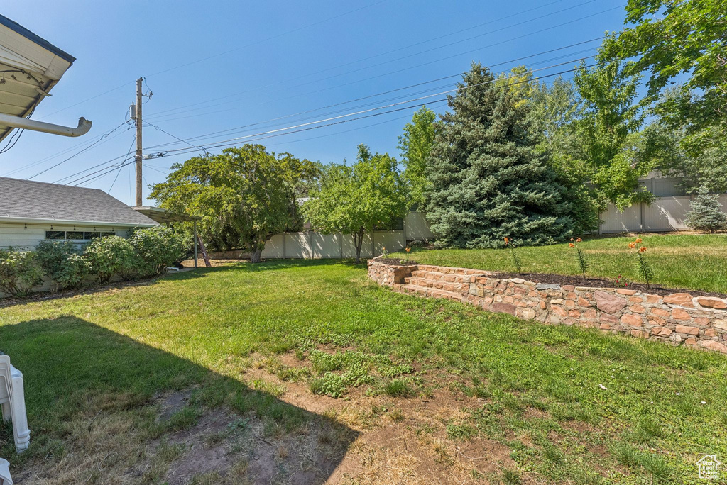 View of fenced backyard