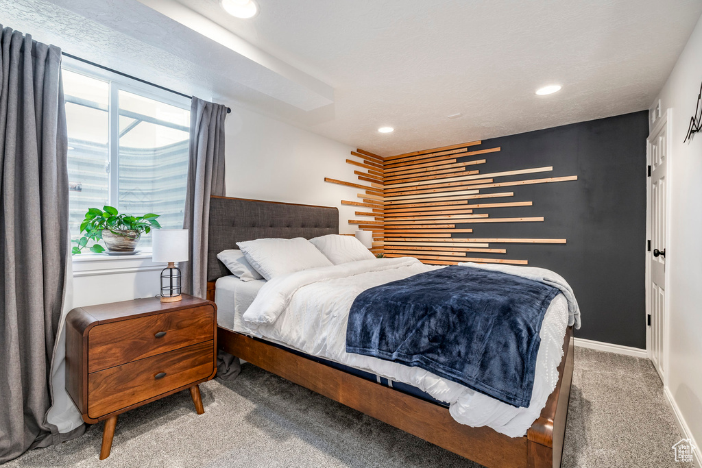 Bedroom with carpet and recessed lighting