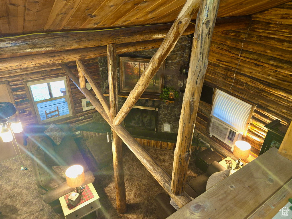 Unfinished attic featuring cooling unit