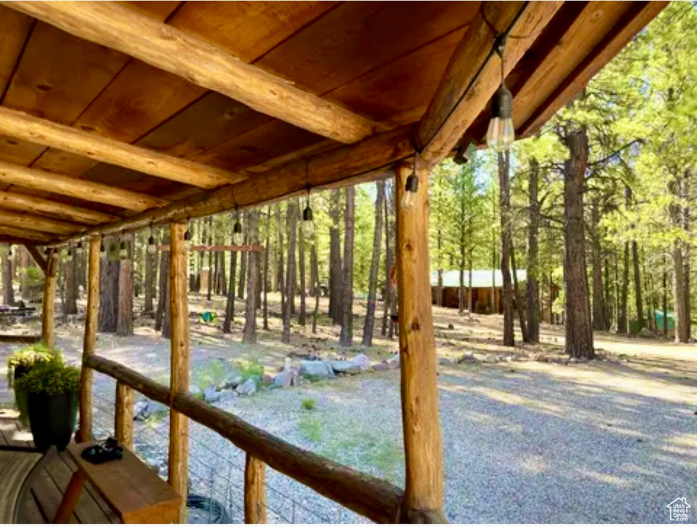 View of wooden deck