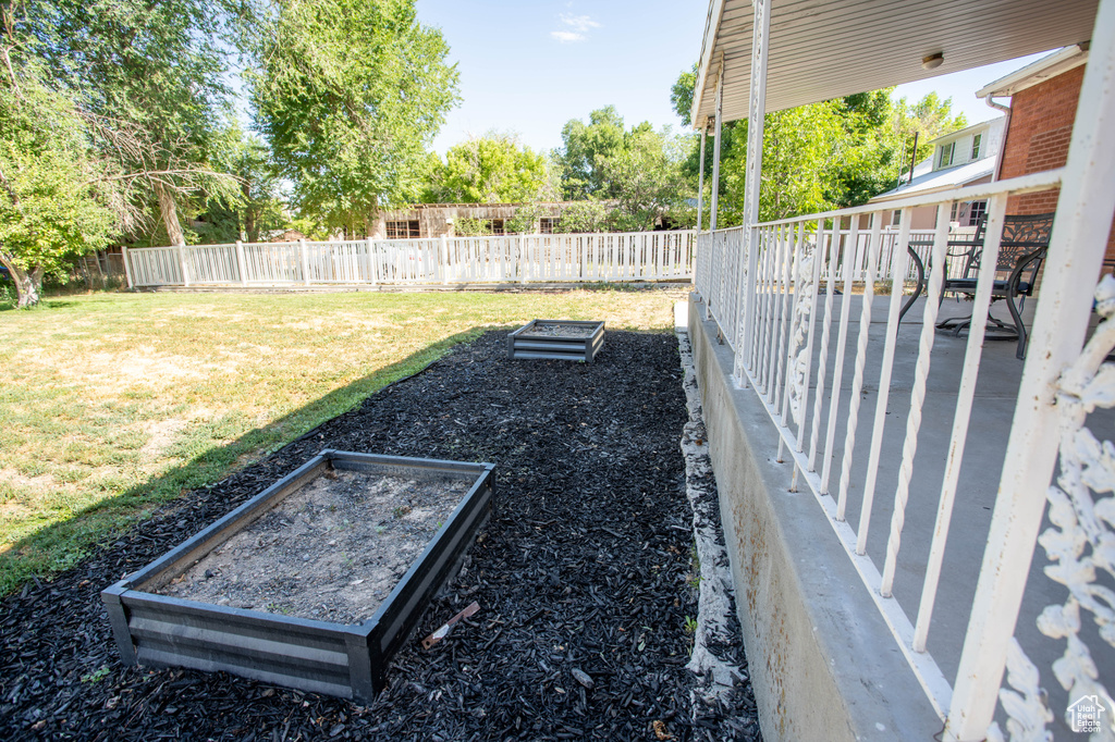 View of fenced backyard