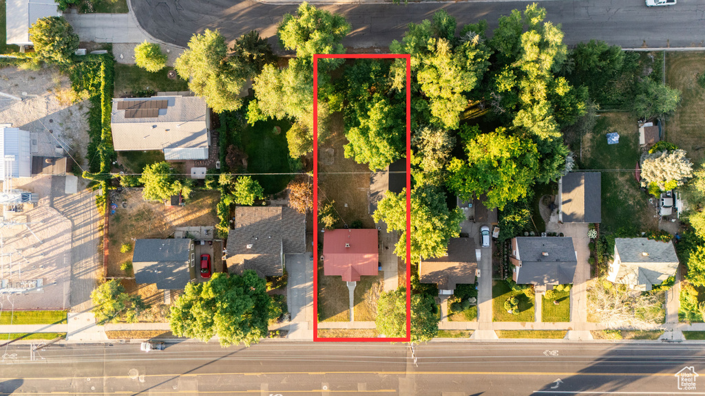 Aerial perspective of suburban area