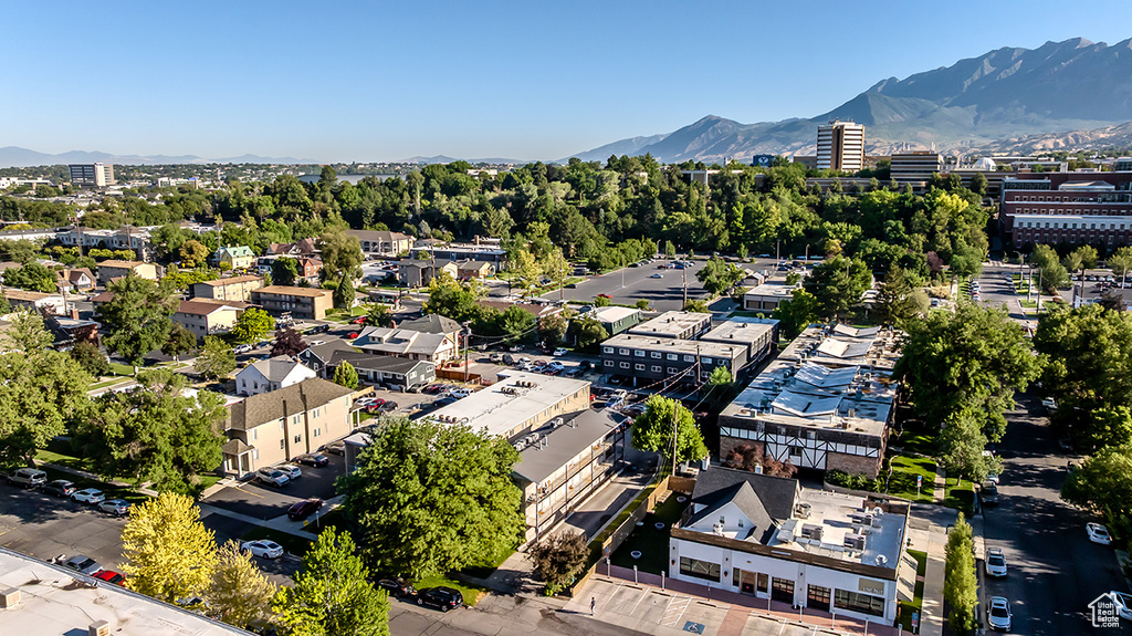Aerial view of a mountainous background