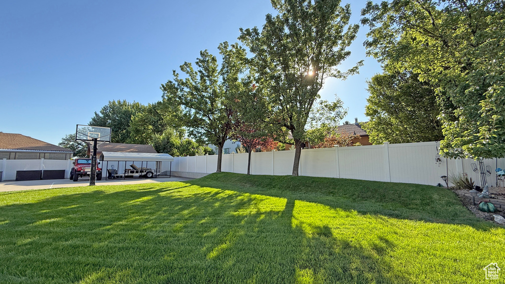 View of fenced backyard