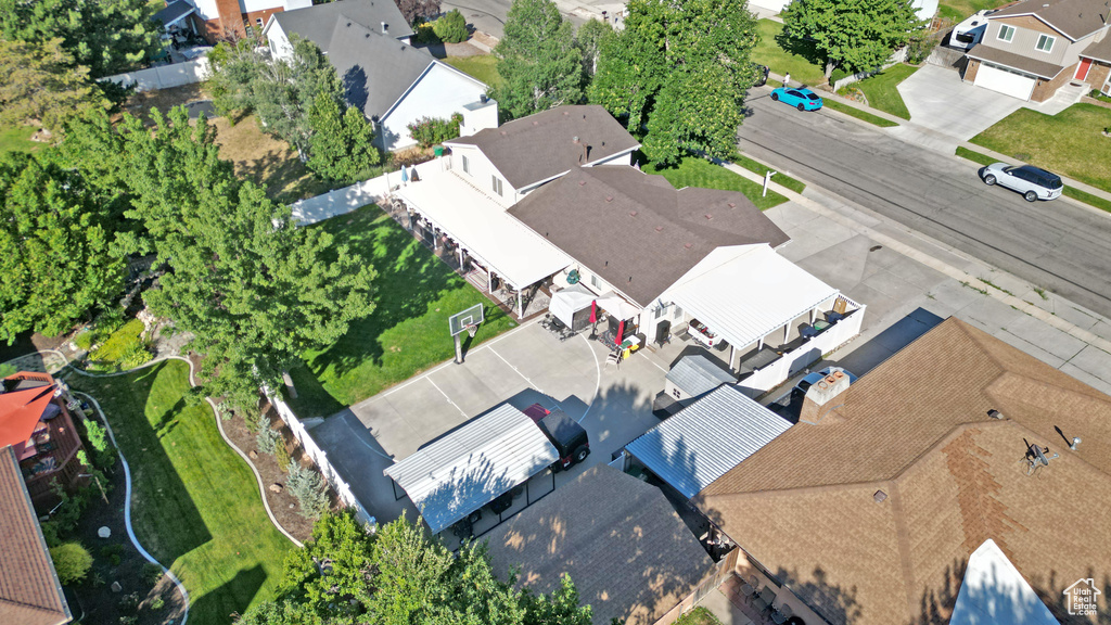 Aerial perspective of suburban area