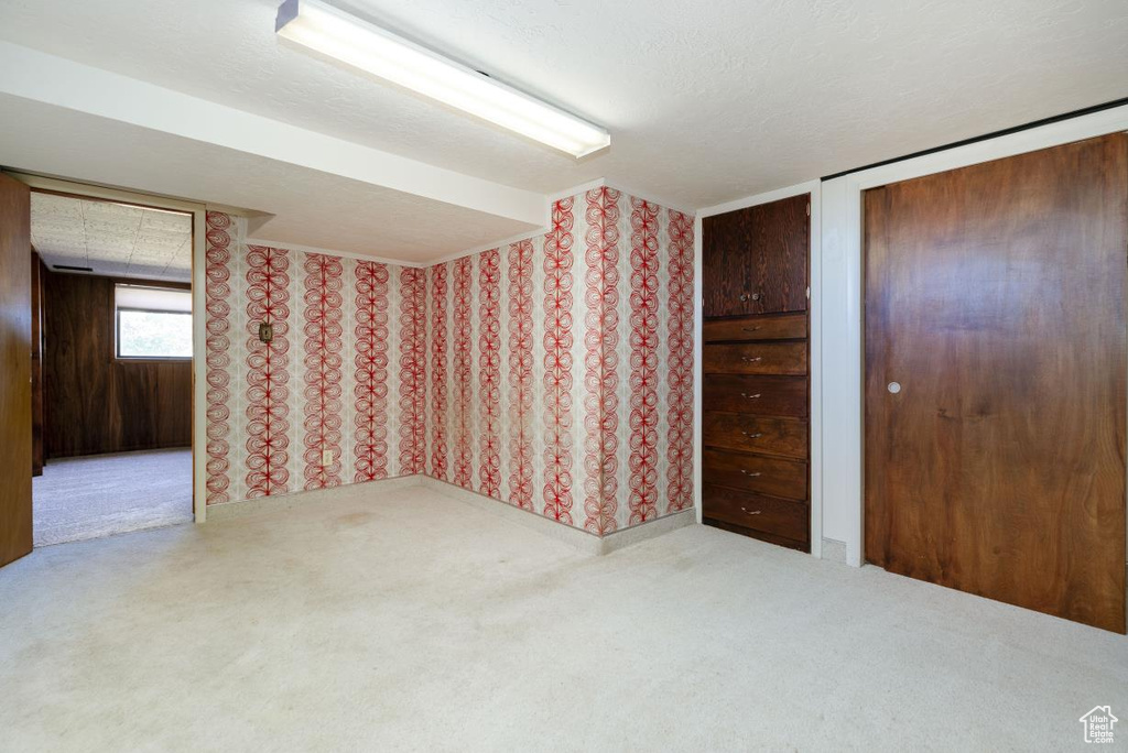 Below grade area featuring carpet floors