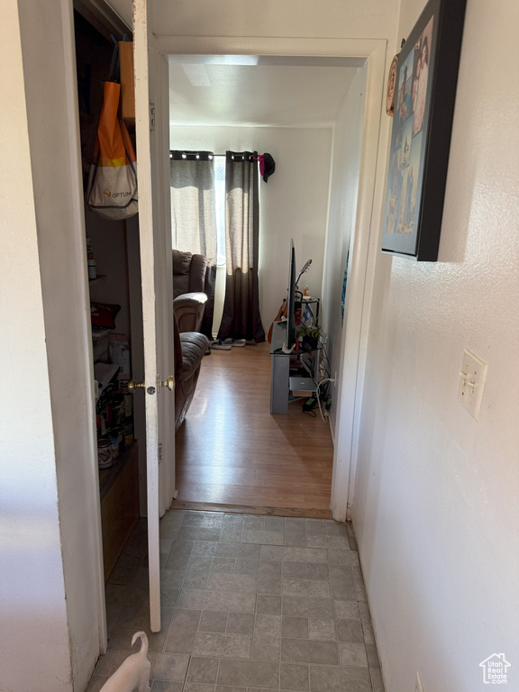 Corridor with stone finish flooring