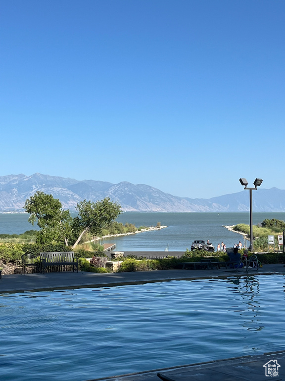 Water view featuring mountains