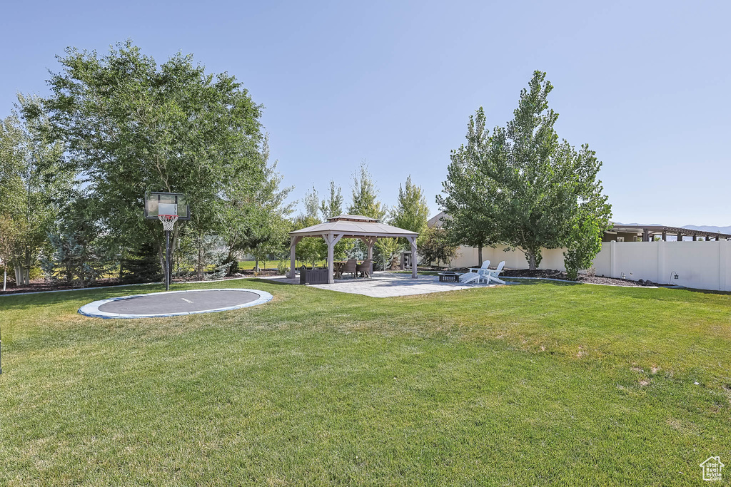 View of yard with a gazebo