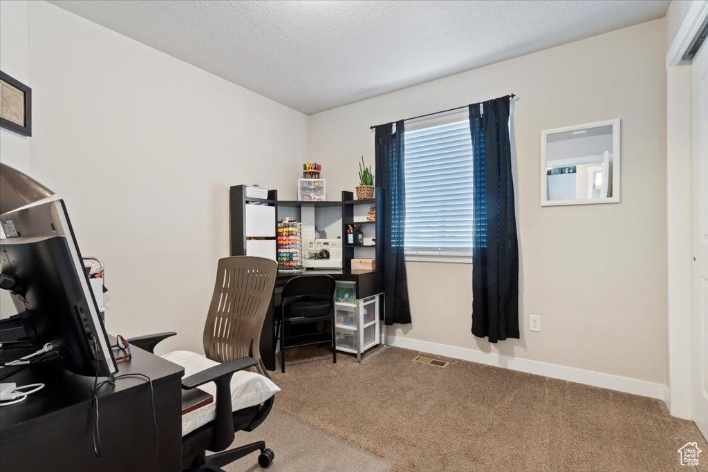 Office area with carpet and baseboards