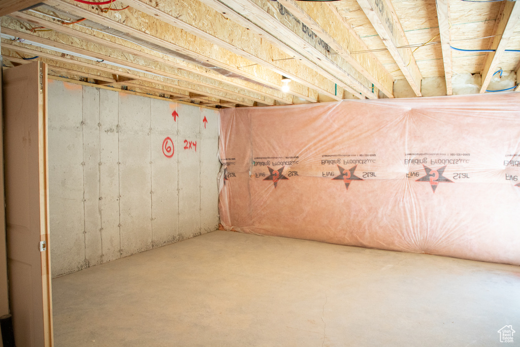View of unfinished basement