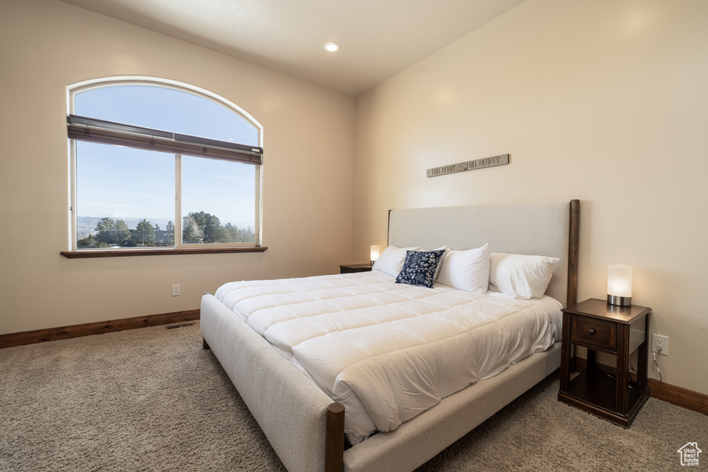 Bedroom with carpet and recessed lighting