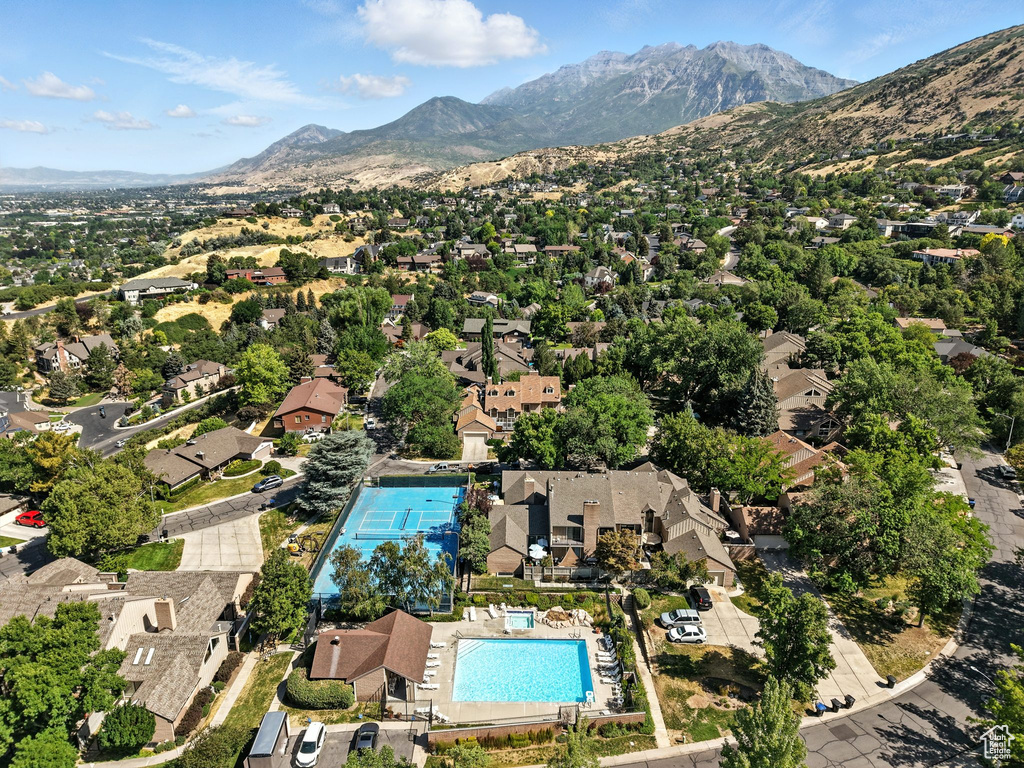 Aerial view of property\'s location featuring nearby suburban area