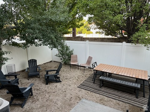View of fenced backyard