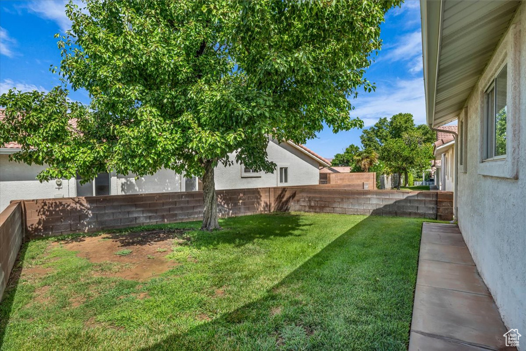 View of fenced backyard