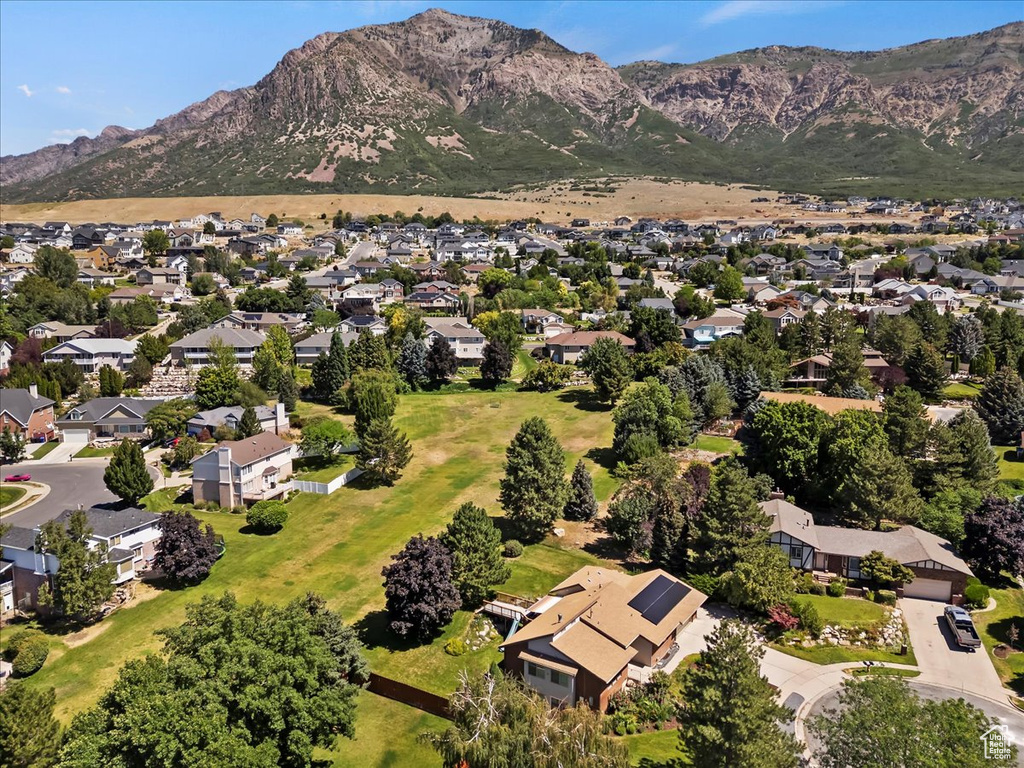 Aerial overview of property\'s location featuring nearby suburban area