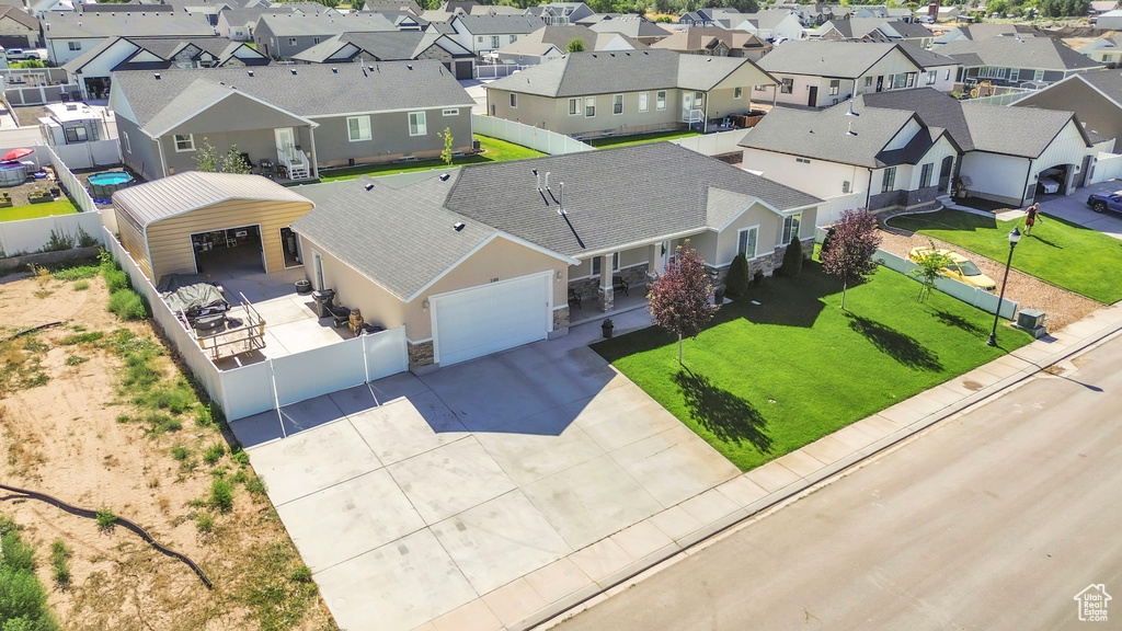 Aerial view of residential area
