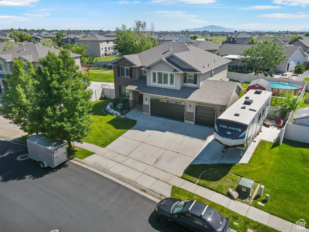 Aerial view of residential area
