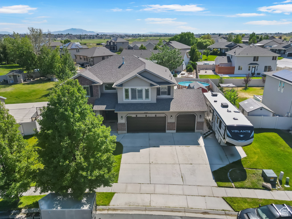 Aerial perspective of suburban area