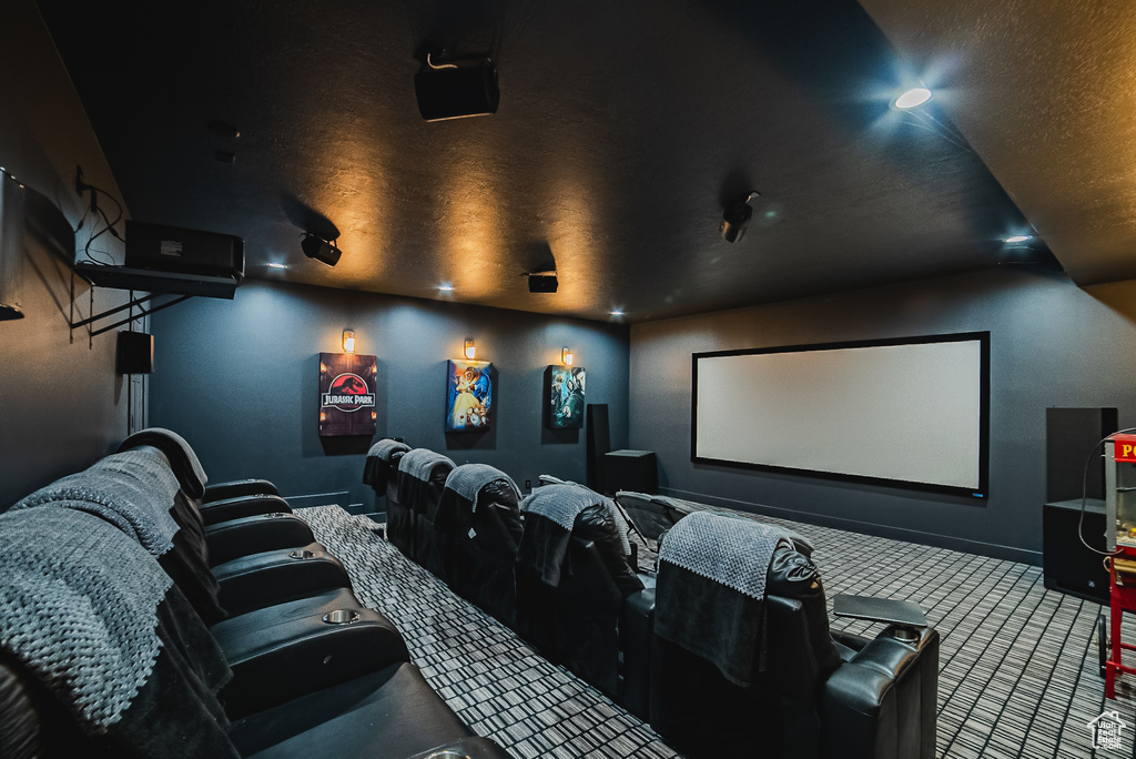 View of carpeted cinema room