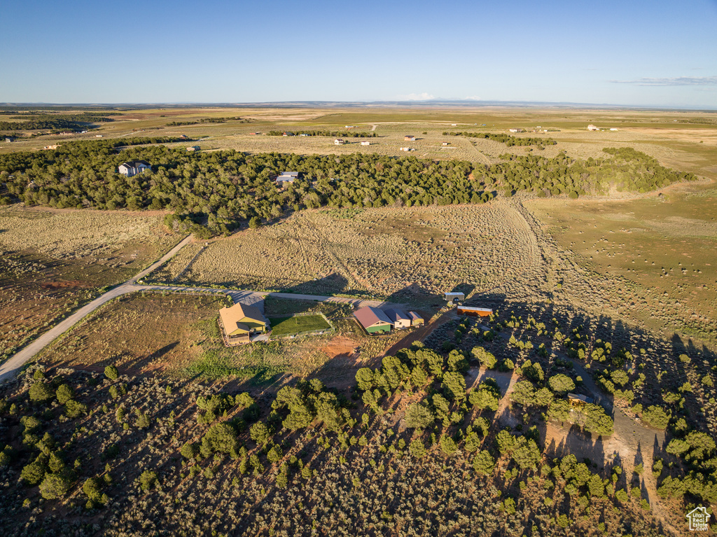 Aerial overview of property's location featuring rural landscape