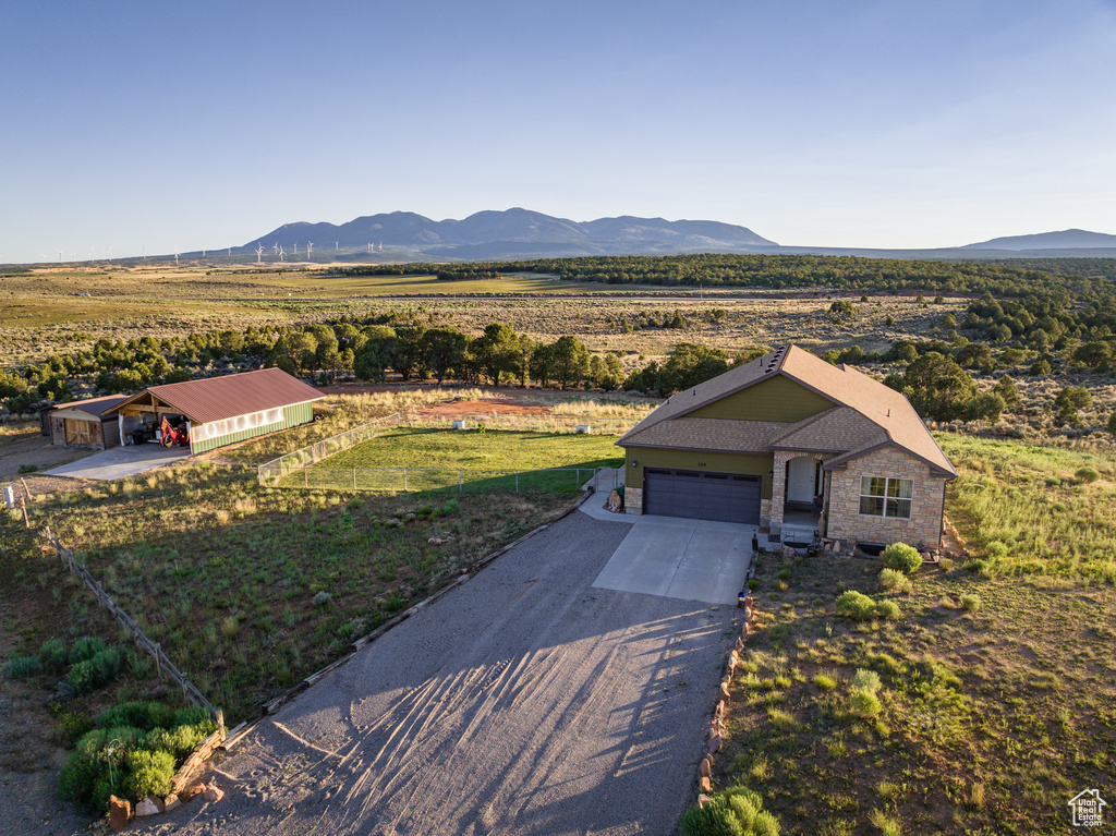 Mountain view with rural landscape