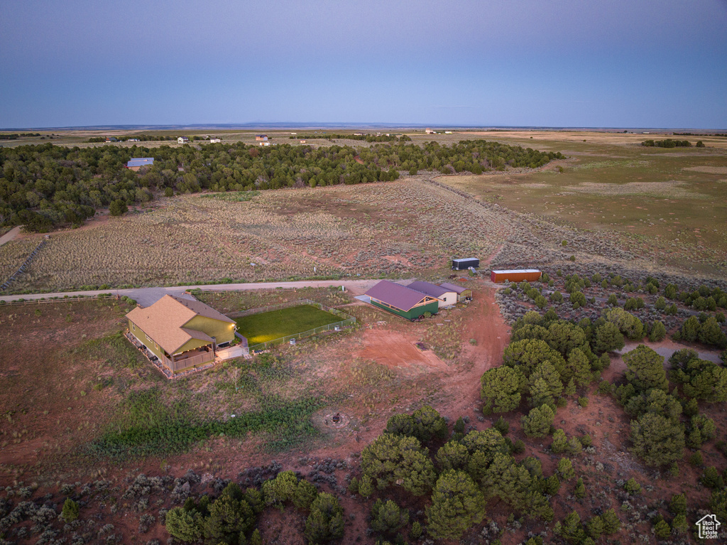 Aerial overview of property's location featuring rural landscape