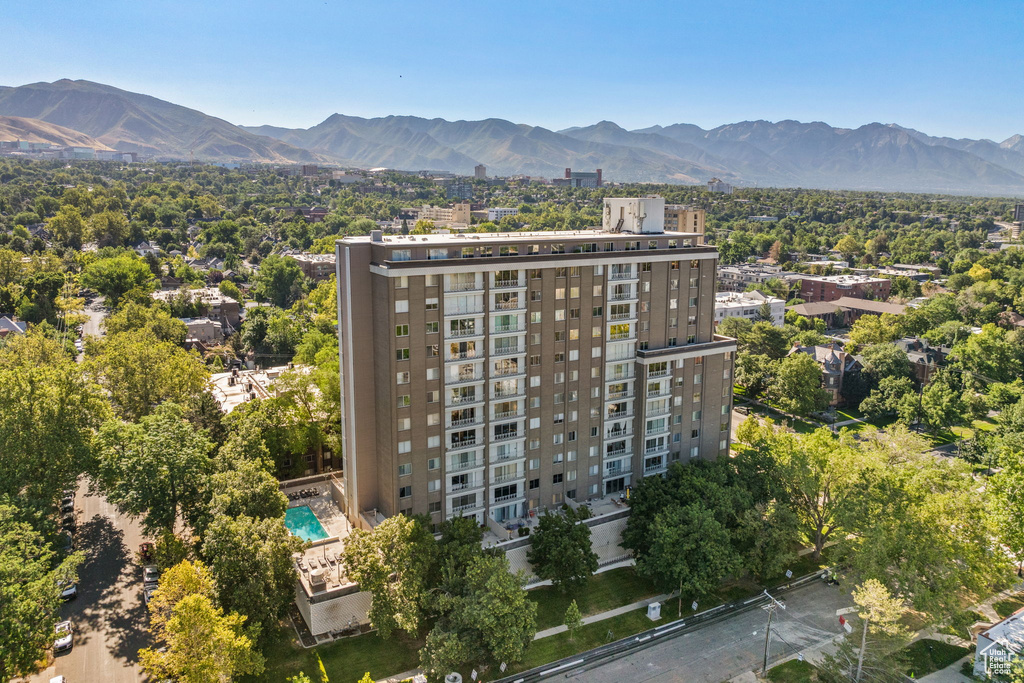 Aerial view of a mountainous background