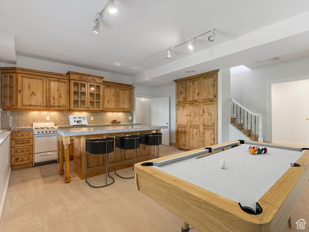 Recreation room with track lighting