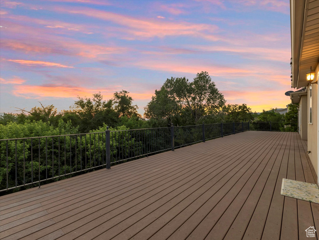 View of deck at dusk