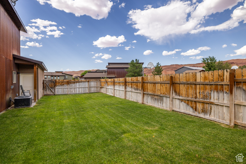 View of fenced backyard