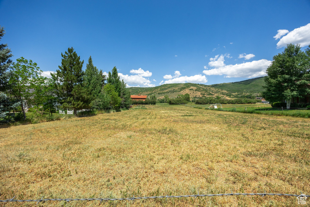 View of yard featuring a rural view and a mountain view